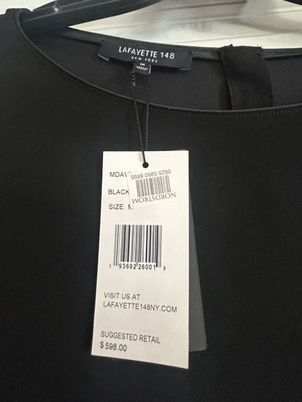 Lafayette 148 Dress Medium Womens Black Crepe Ruffle Sleeve Detail Shift NWT - Picture 4 of 11